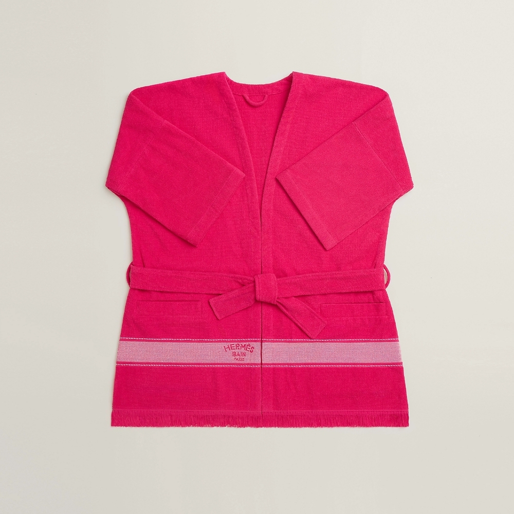NWT Hermès Pink Yachting Beach Robe, Short Version